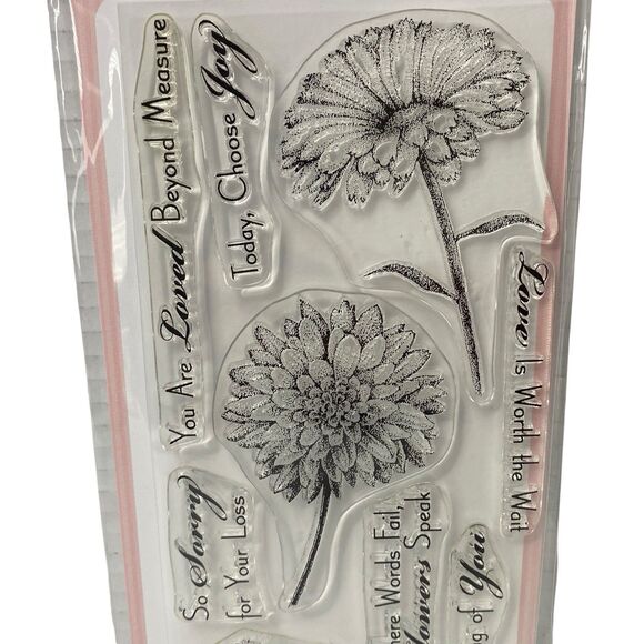 My Favorite Things Clear Stamps Set of 9 Flowers Theme Bereavement Loved Joy - Picture 2 of 4